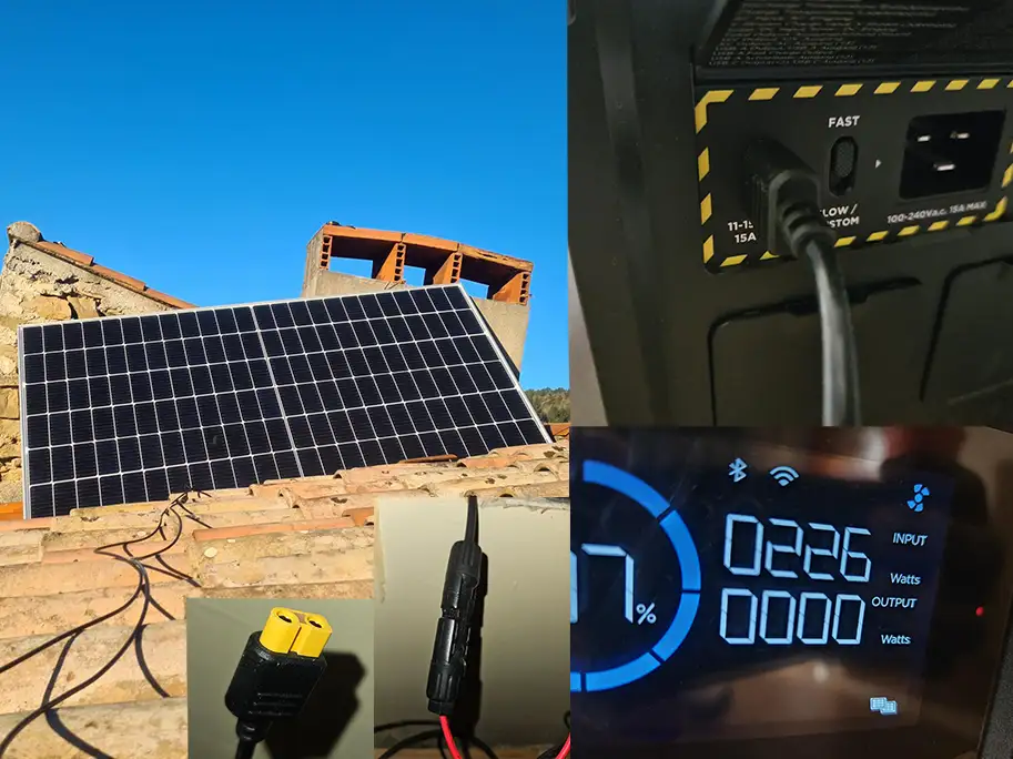 panneau solaire connecté à la batterie ecoflow delta pro